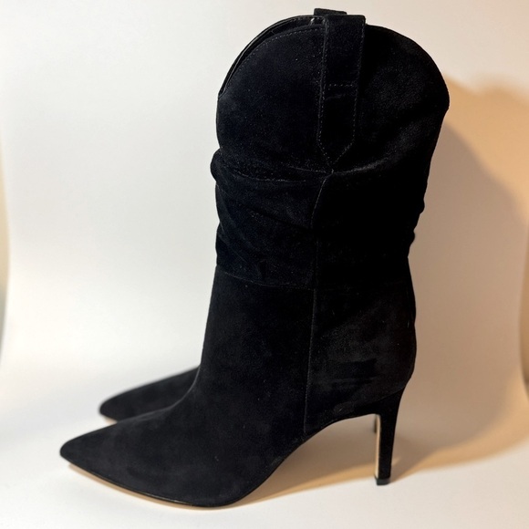 Nine West Gonda Slouch Black Heeled Boots with Pointed Toe - Picture 6 of 6